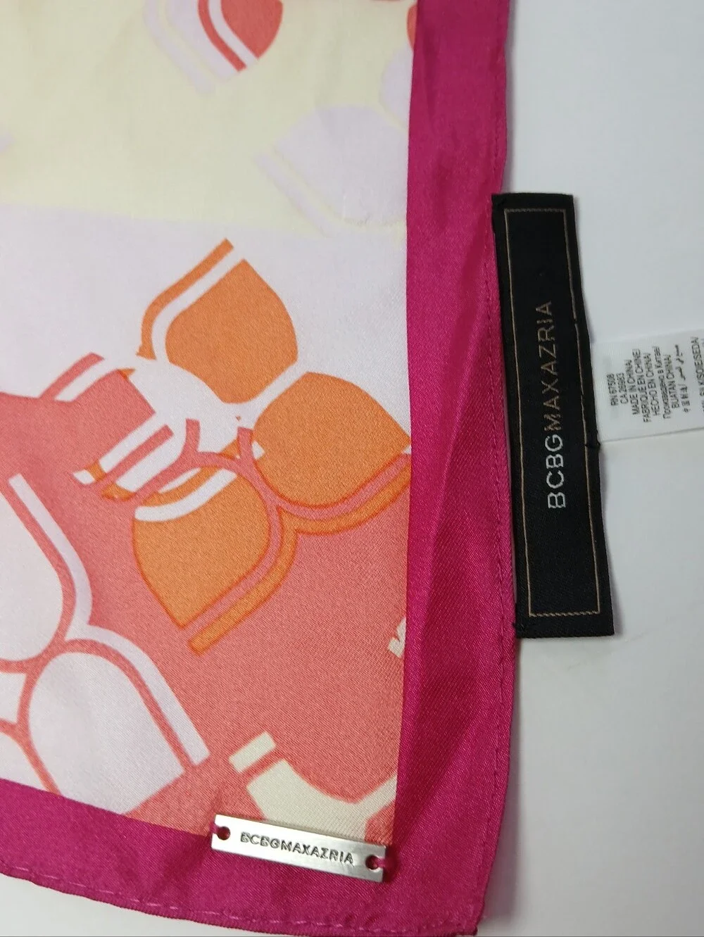 BCBGMAXAZRIA Floral Silk Scarf - Pink & Orange Print